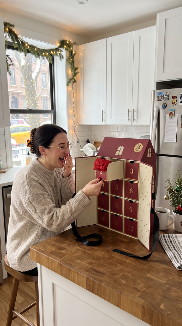 Opening a drawer of The Naughty List advent calendar